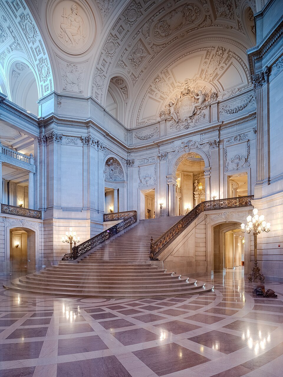 The grand staircase under the rotunda of City Hall