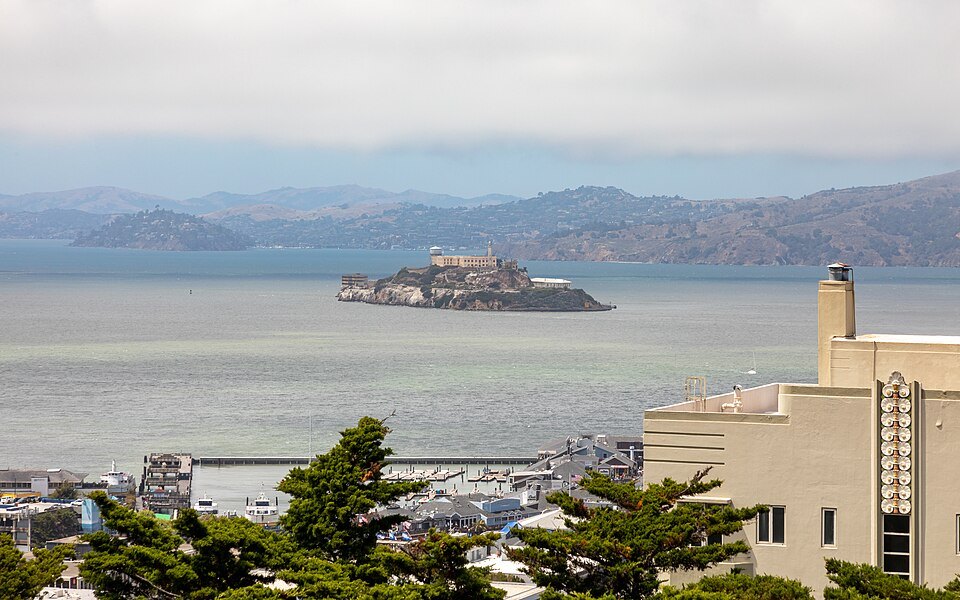 Alcatraz and the Marin hills across the bay from Pioneer Park
