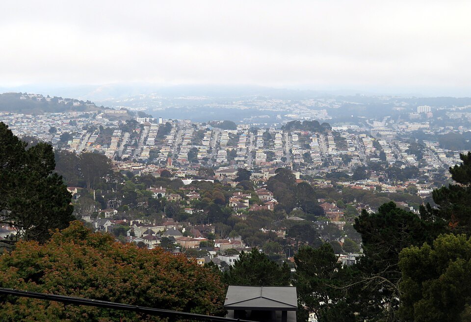 The rooftops of the western neighborhoods from Forest Hill