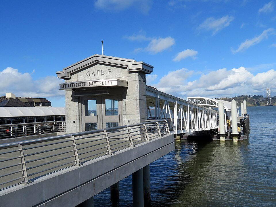 Gate F, one of the ferry gates behind the Ferry Building, and its covered gangway