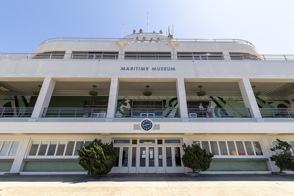 The streamlined Maritime Museum building at Aquatic Park