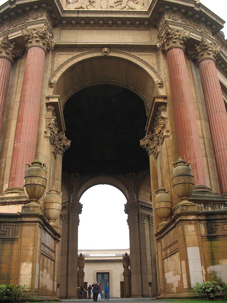 Looking through an arch of the Palace of Fine Arts' rotunda